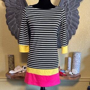 Monteau Striped Black, Yellow, and Pink Dress